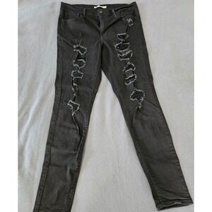 Levi's‎ 720 High Rise Super Skinny Black Distressed Jeans Women's Size 32W 30L
